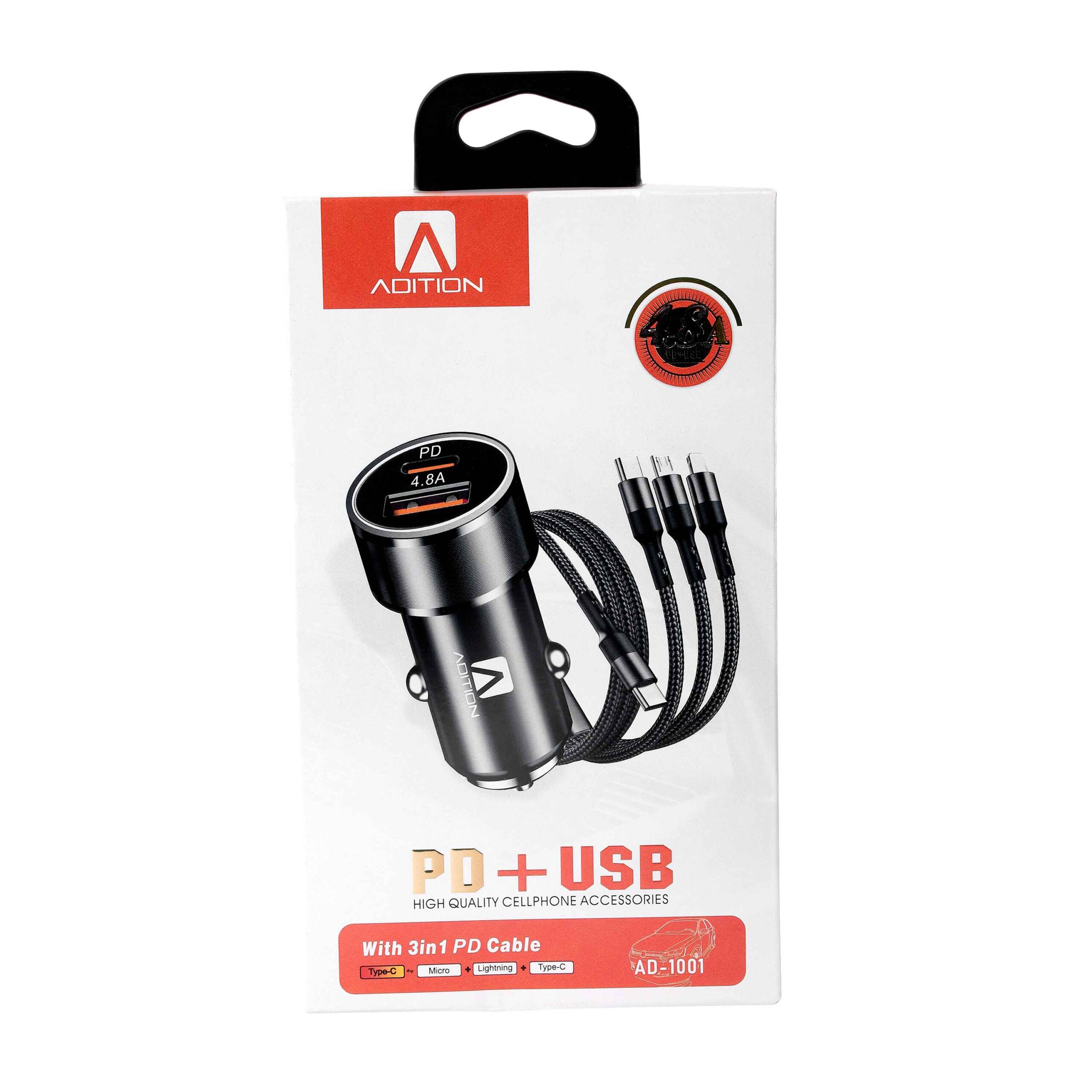 PD + USB Car Charger (Model: AD-1001)